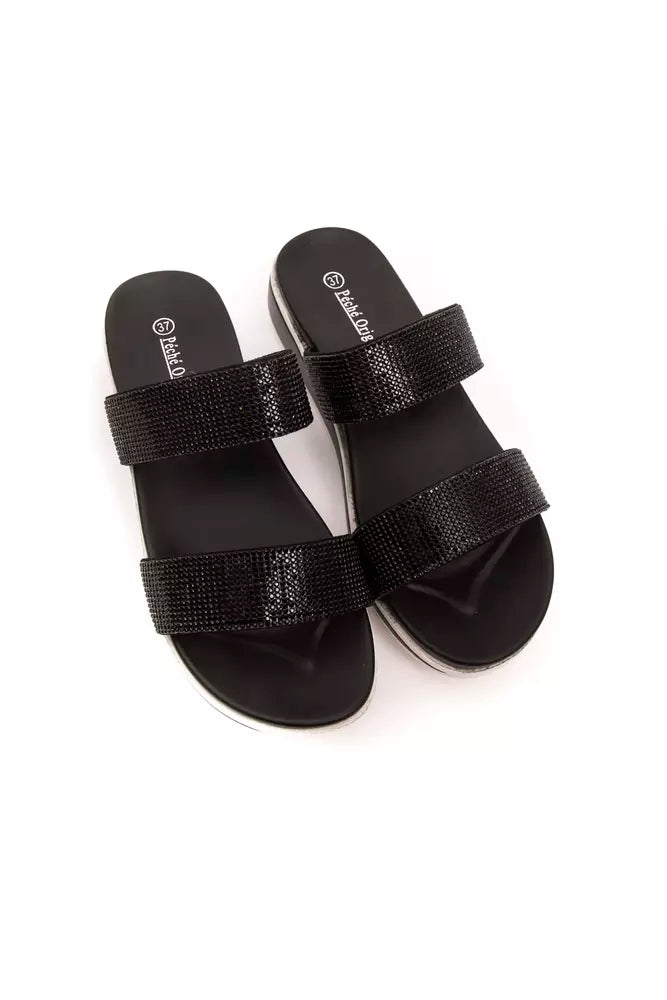 Péché Originel Black Polyurethane Low Sandals