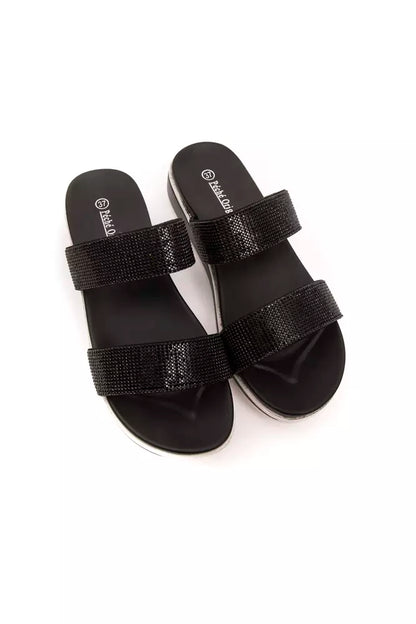 Péché Originel Black Polyurethane Low Sandals