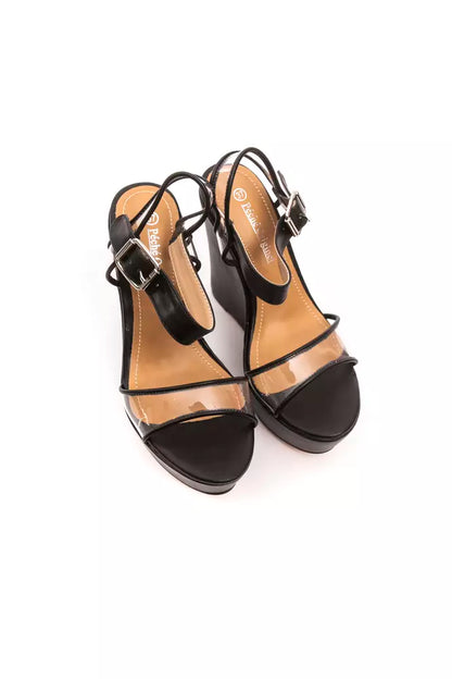 Péché Originel Black High Wedge Heel Sandals