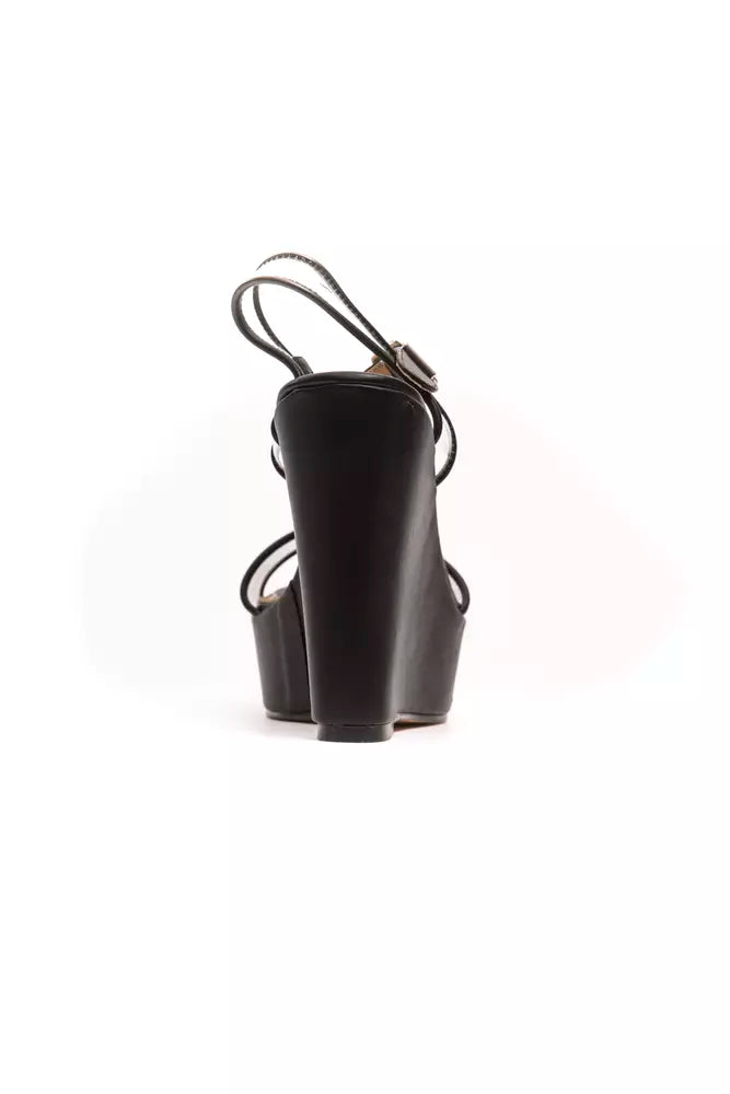 Péché Originel Black High Wedge Heel Sandals