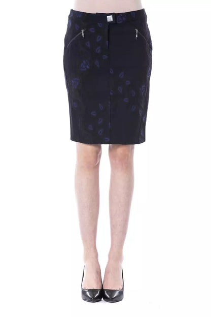 Byblos Black Cotton Above the Knee Skirt