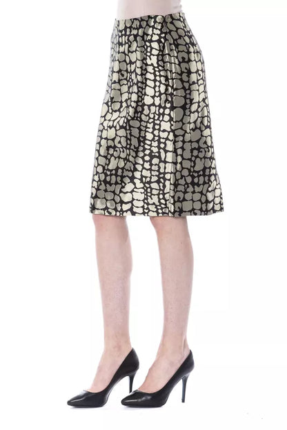 Byblos Gold Graphic Print Viscose Knee Length Skirt