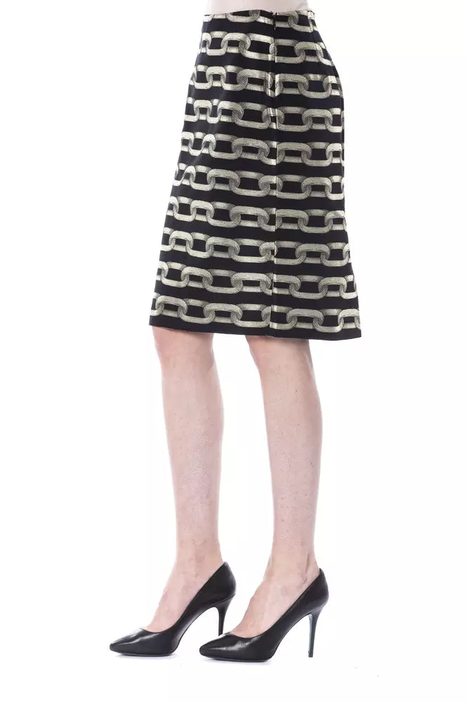 Byblos Black Chain Print Viscose Skirt