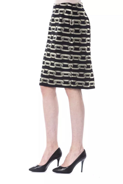 Byblos Black Chain Print Viscose Skirt