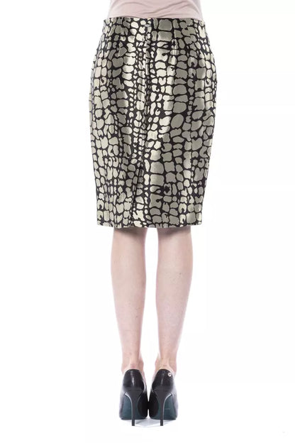 Byblos Gold Graphic Print Viscose Knee Length Skirt