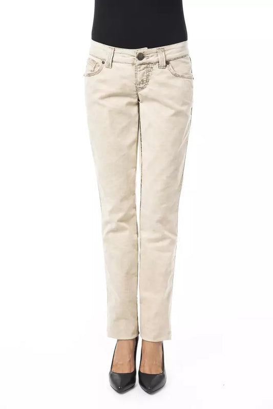 Byblos Women's Beige Cotton Slim Fit Jeans