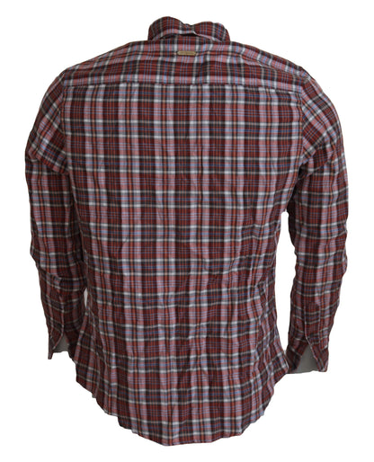GF Ferre Men's Multicolor Checkered Cotton Long Sleeves Casual Shirt