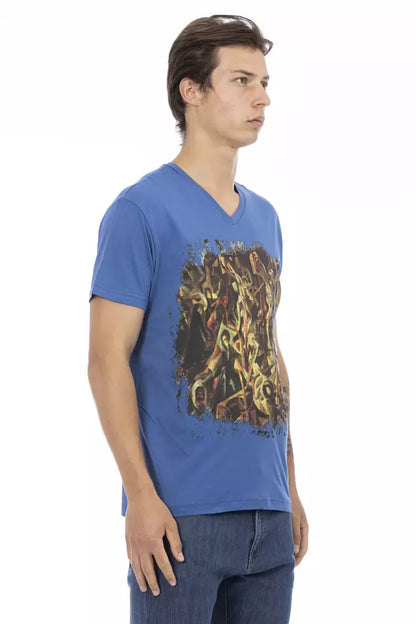 Trussardi Action Branded Men's Blue Cotton T-Shirt
