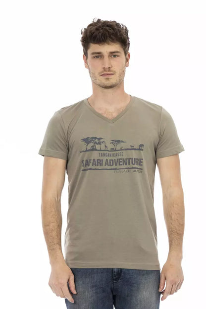 Trussardi Action Men's Branded Brown Cotton T-Shirt