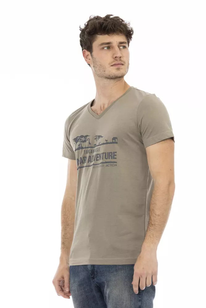Trussardi Action Men's Branded Brown Cotton T-Shirt
