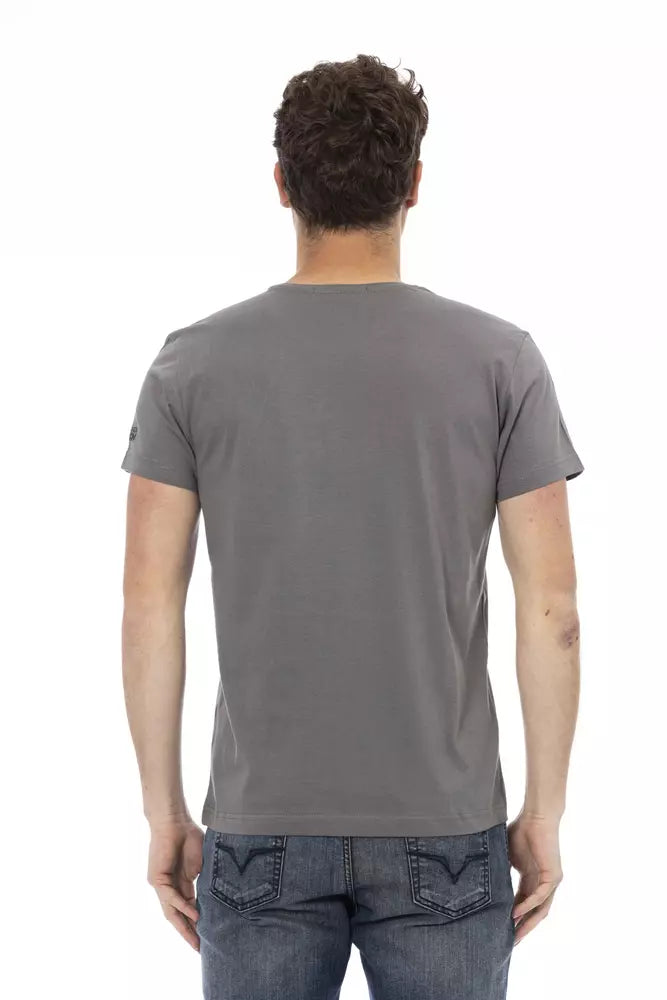 Trussardi Action Men's Branded Grey Cotton T-Shirt
