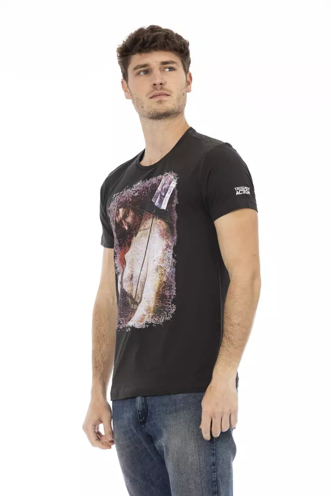 Trussardi Action Branded Men's Black Cotton T-Shirt