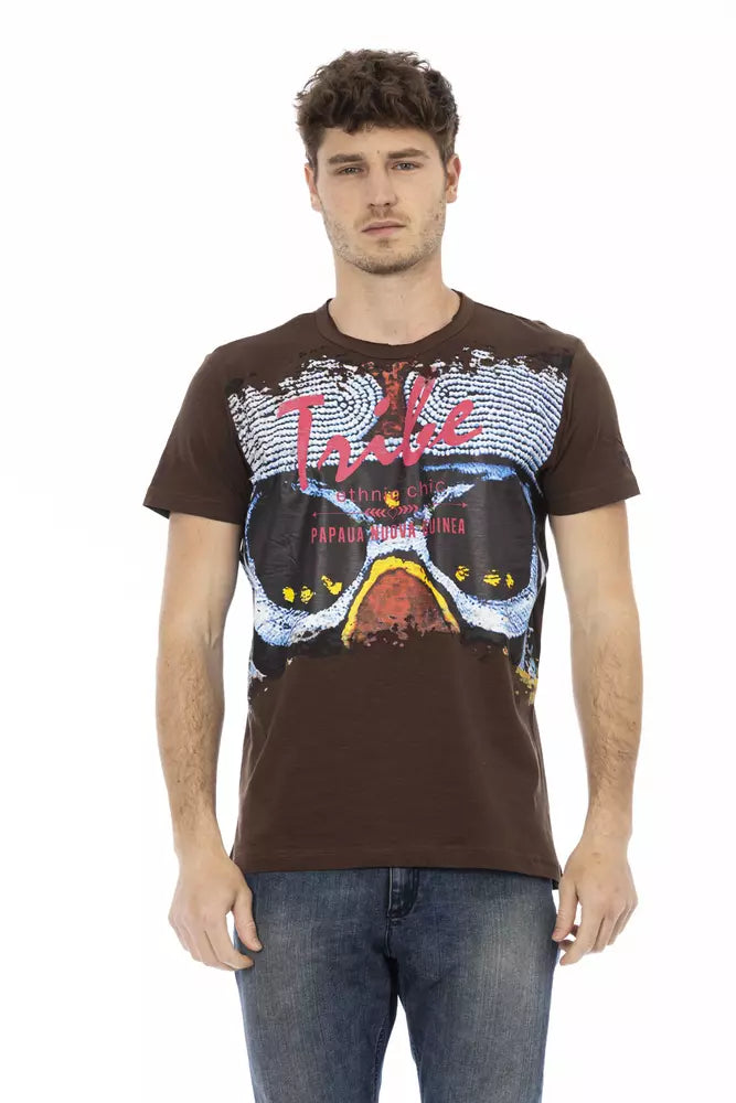 Trussardi Action Branded Men's Brown Cotton T-Shirt