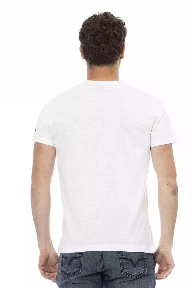 Trussardi Action Branded Men's White Cotton T-Shirt