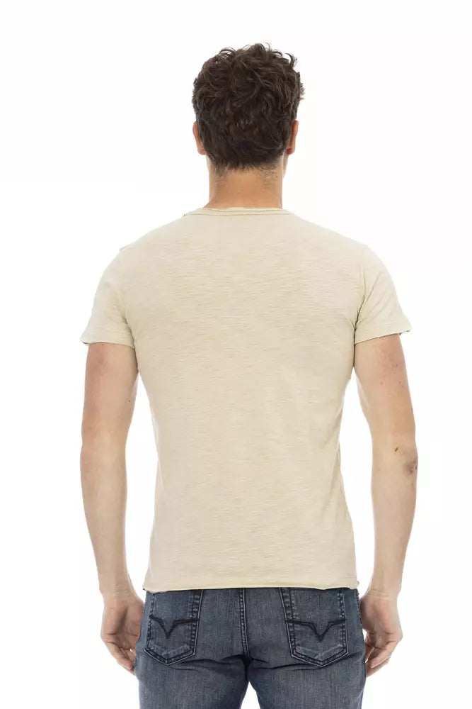 Trussardi Action Branded Men's Beige Cotton T-Shirt