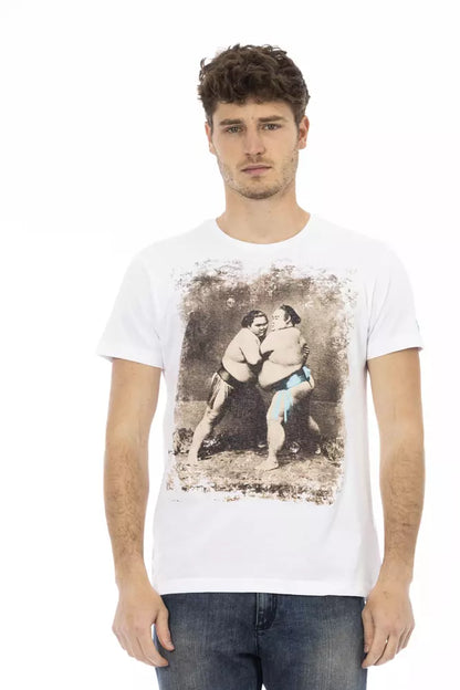 Trussardi Action Branded Men's White Cotton T-Shirt