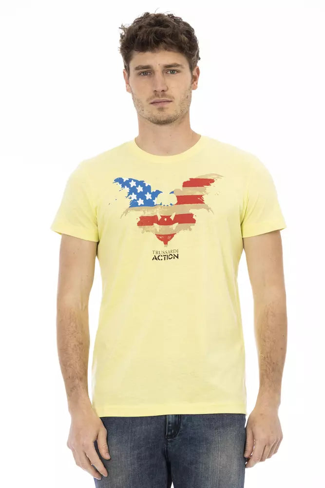 Trussardi Action Branded Men's Yellow Cotton T-Shirt