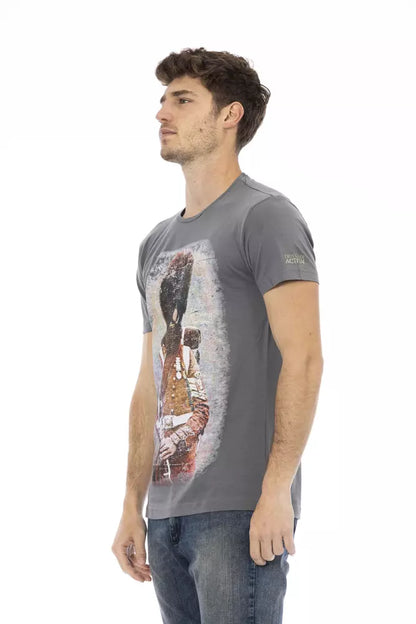 Trussardi Action Branded Men's Gray Cotton T-Shirt