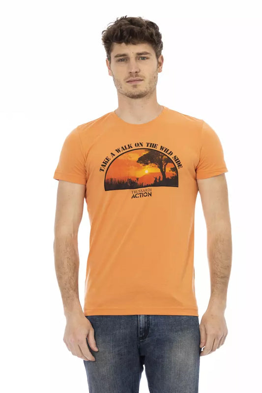 Trussardi Action Branded Men's Orange Cotton T-Shirt