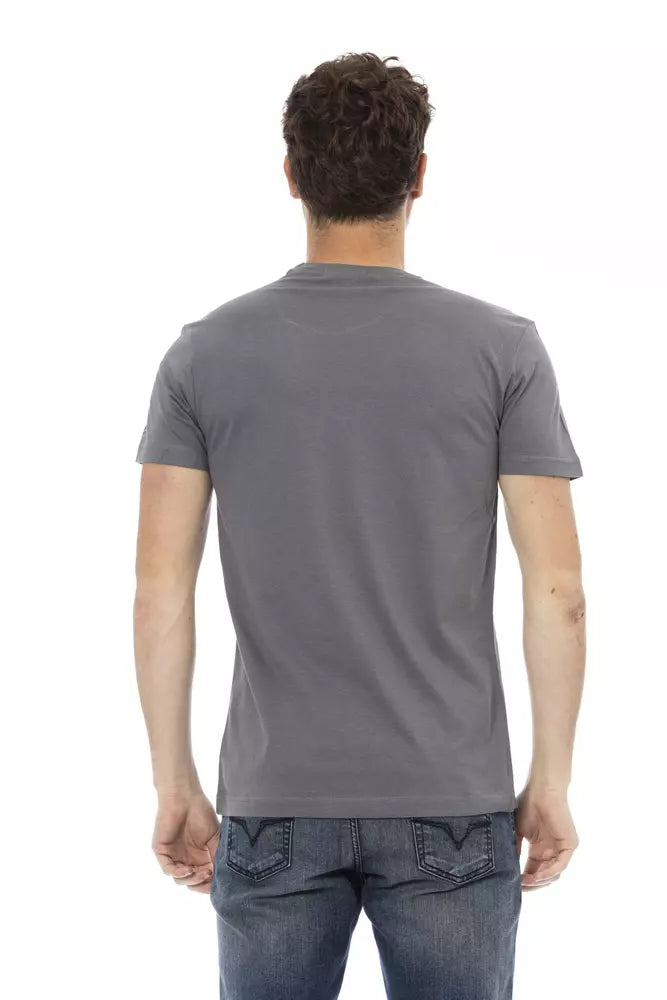 Trussardi Action Branded Men's Gray Cotton T-Shirt