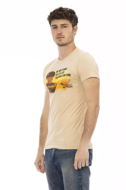 Trussardi Action Branded Men's Beige Cotton T-Shirt