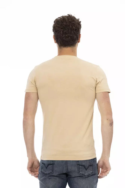 Trussardi Action Branded Men's Beige Cotton T-Shirt