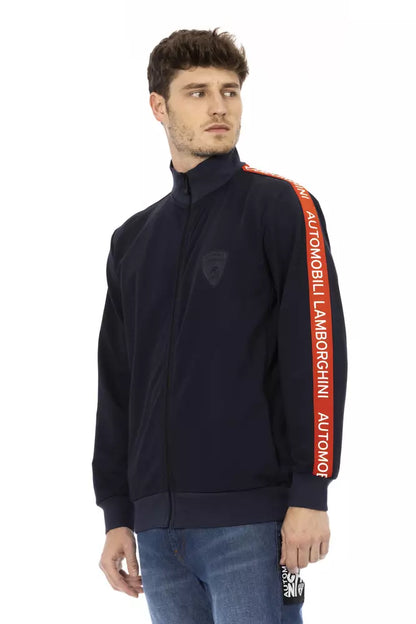 Automobili Lamborghini Men's Blue Cotton Full Zip Cardigan Sweater