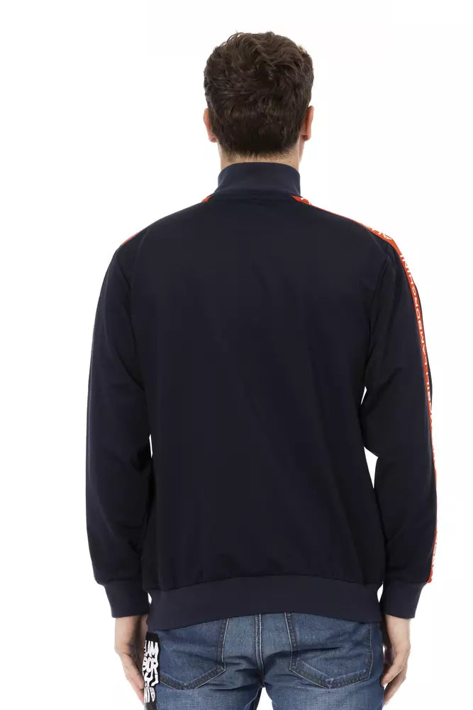 Automobili Lamborghini Men's Blue Cotton Full Zip Cardigan Sweater