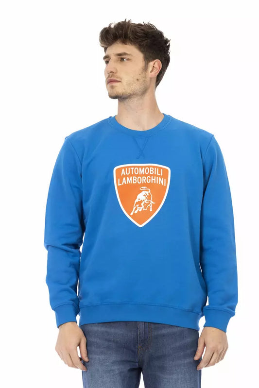 Automobili Lamborghini Men's Blue Cotton Crewneck Sweatshirt Sweater