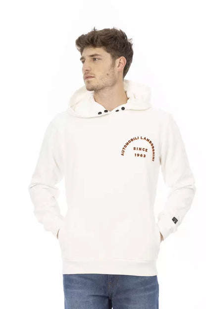 Automobili Lamborghini Men's White Cotton Sweater Hoodie