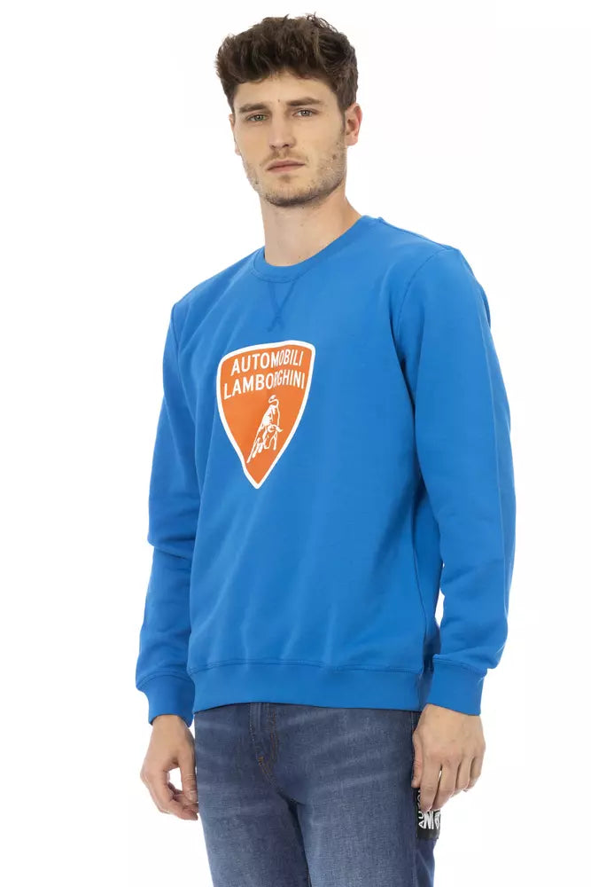Automobili Lamborghini Men's Blue Cotton Crewneck Sweatshirt Sweater