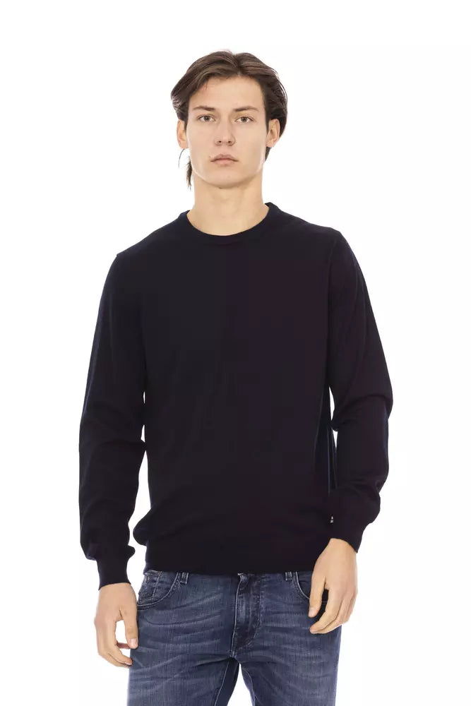 Baldinini Trend Men's Navy Blue Wool Crewneck Sweater