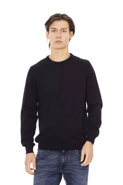 Baldinini Trend Men's Navy Blue Wool Crewneck Sweater