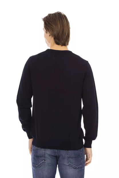 Baldinini Trend Men's Navy Blue Wool Crewneck Sweater