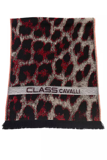 Cavalli Class Branded Burgundy Men's Wool Scarf
