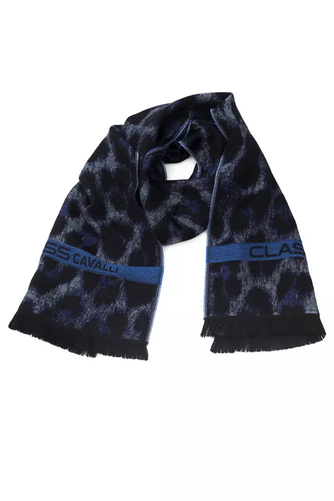 Cavalli Class Branded Blue Men's Wool Scarf