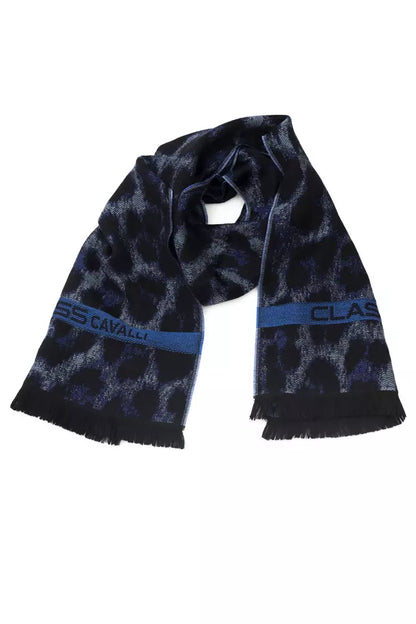 Cavalli Class Branded Blue Men's Wool Scarf