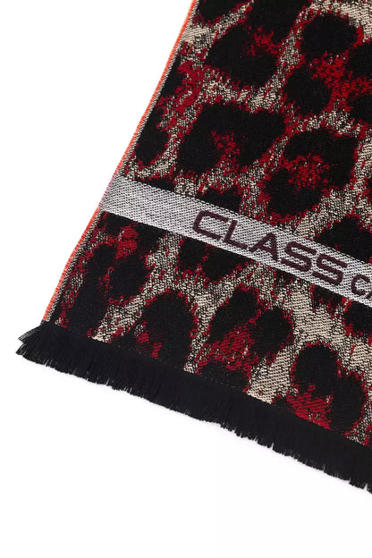 Cavalli Class Branded Burgundy Men's Wool Scarf