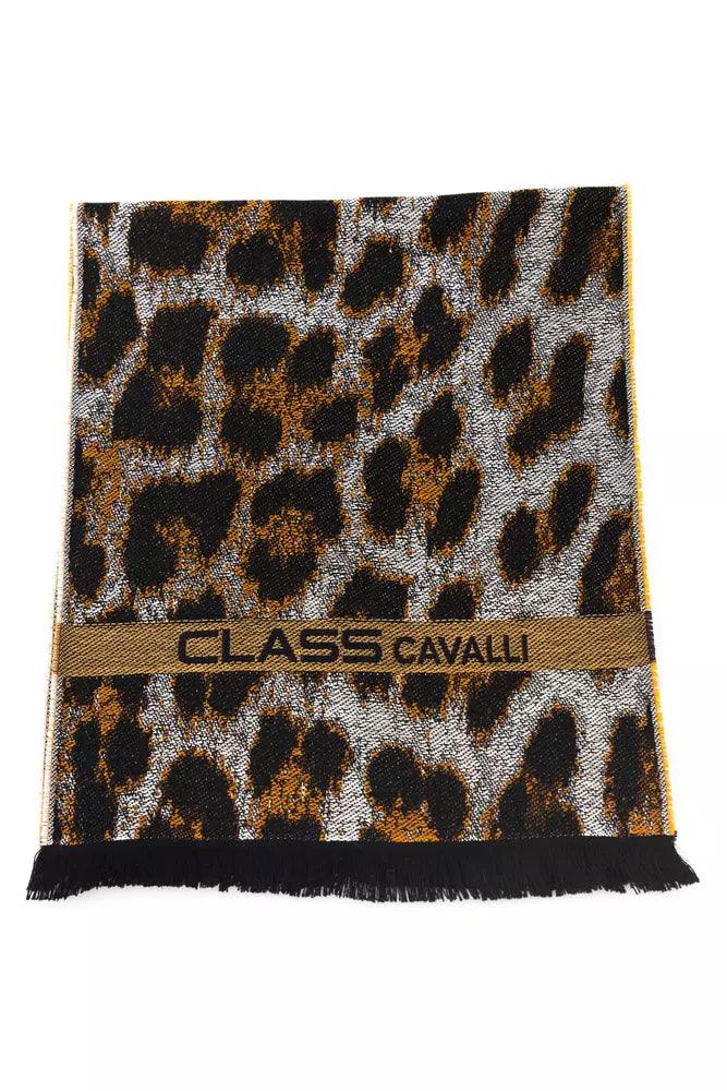 Cavalli Class Branded Brown Men's Wool Scarf
