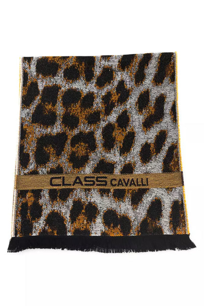 Cavalli Class Branded Brown Men's Wool Scarf