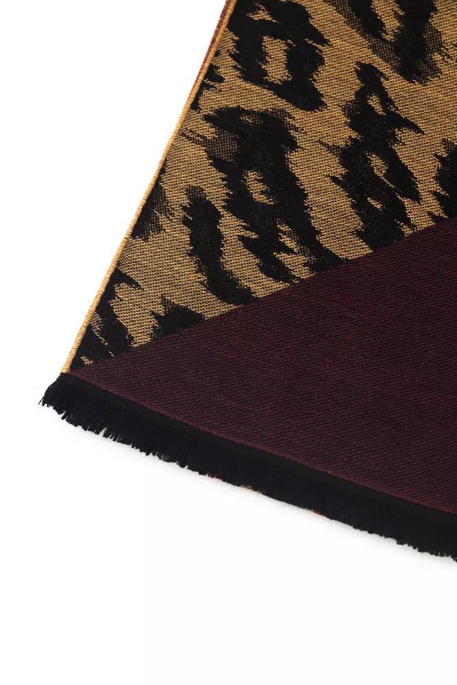 Cavalli Class Branded Brown Men's Wool Scarf