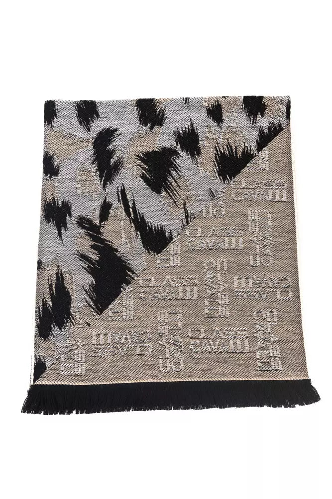 Cavalli Class Branded Beige Men's Wool Scarf