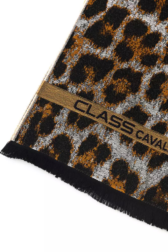 Cavalli Class Branded Brown Men's Wool Scarf