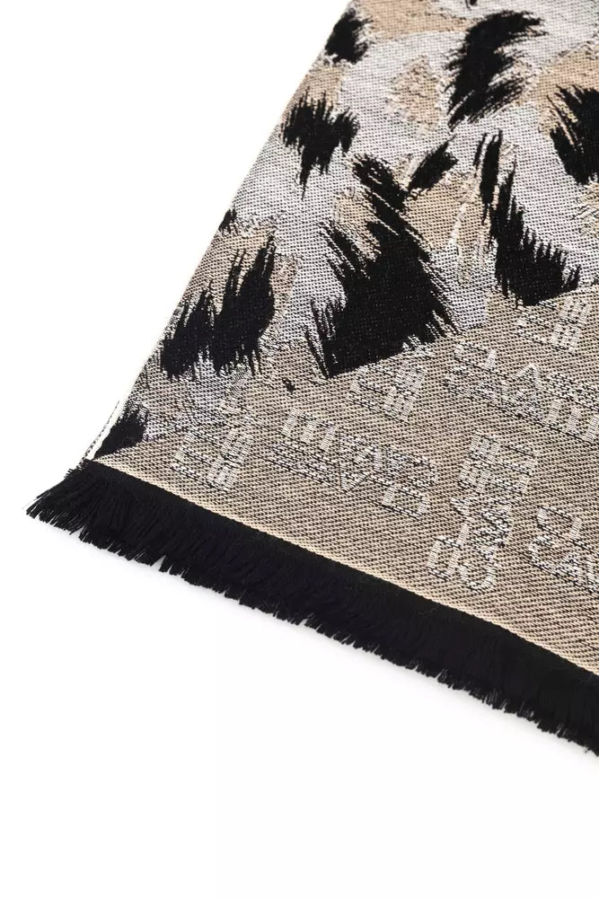 Cavalli Class Branded Beige Men's Wool Scarf