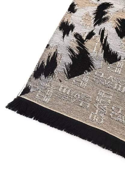 Cavalli Class Branded Beige Men's Wool Scarf