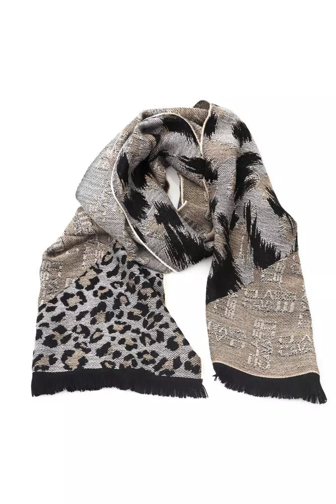 Cavalli Class Branded Beige Men's Wool Scarf