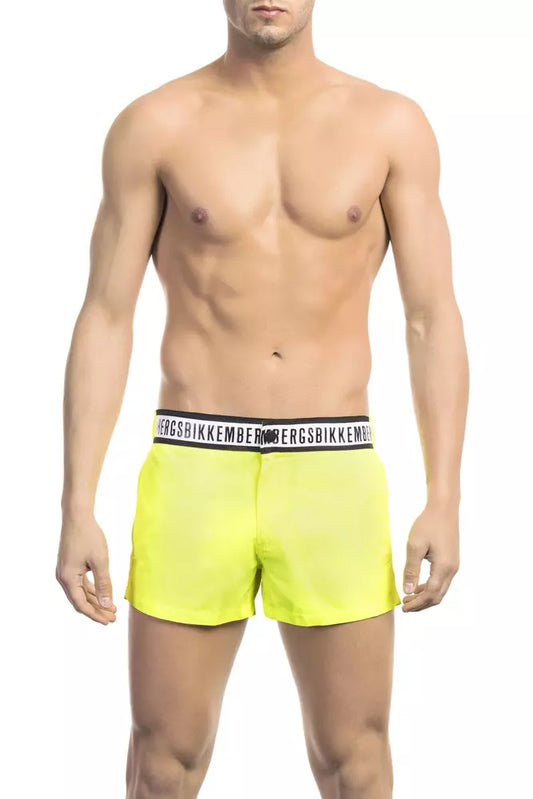 Swim Shorts by Bikkembergs for men in polyamide black & white features a refined silhouette, showcasing the premium design of this Men's Polyamide Swim Shorts.