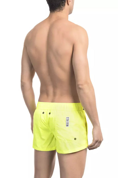 Swim Shorts by Bikkembergs for men in polyamide black & white features a resort ready silhouette, capturing the beach-ready style of the Men's Polyamide Swim Shorts collection.