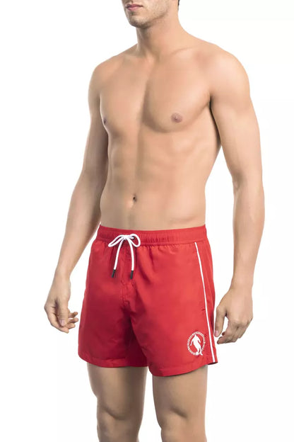 Bikkembergs Men's Red Polyester Swimwear Shorts