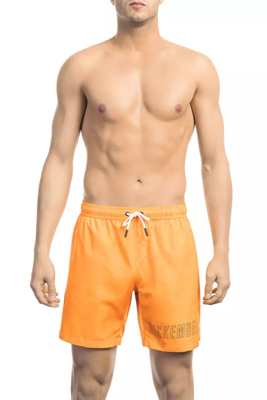 Bikkembergs Men's Orange Polyester Swimwear Shorts